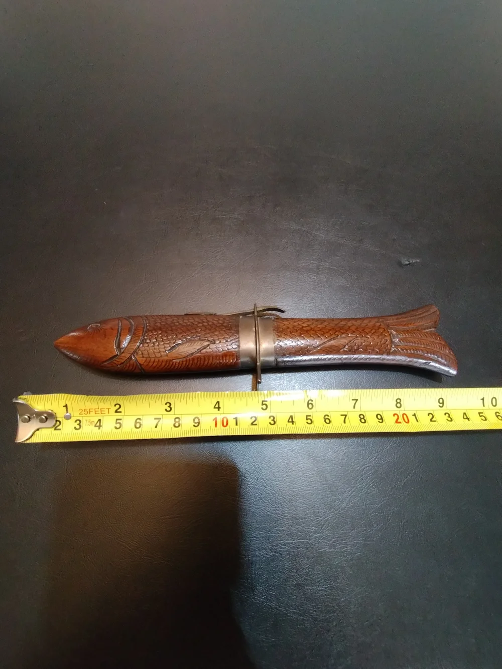 Vintage Handcrafted Wooden Fish Filet Knife Fork Kit